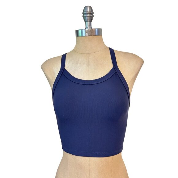 Wilo the Label Australia Blue Cropped Ribbed Activewear Tank Top Running Size Sm - Picture 1 of 4